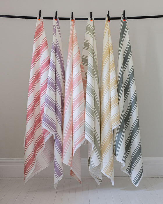 Faded Stripe Yellow on White Linen