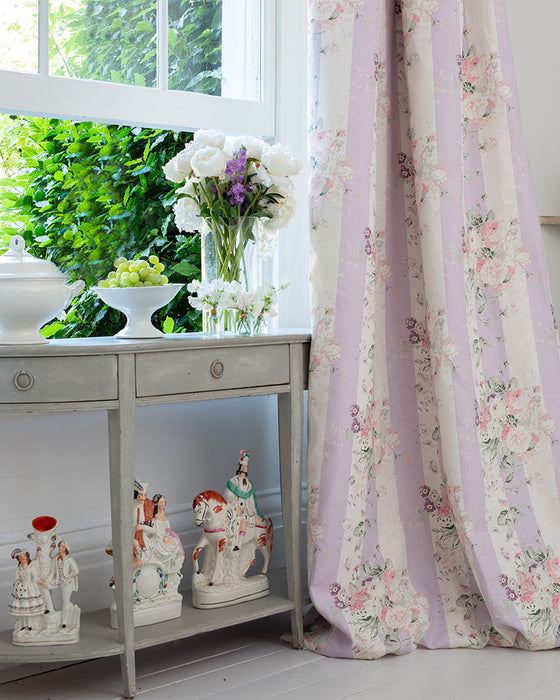 Lilac Stripe Constance on White Linen