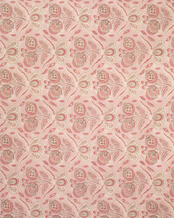 A fabric with a floral pattern in pink and white colors.