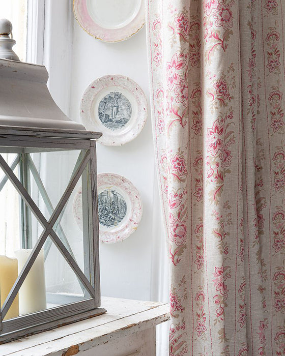 India Rose Ottoman on Natural Linen