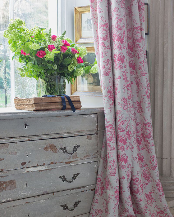 Paris Rose Raspberry on Natural Linen