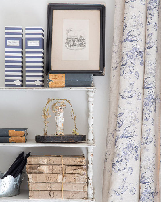 Constance Navy on Natural Linen