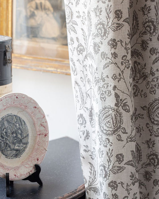 Provence Toile Charcoal on Natural Linen