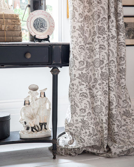 Provence Toile Charcoal on Natural Linen
