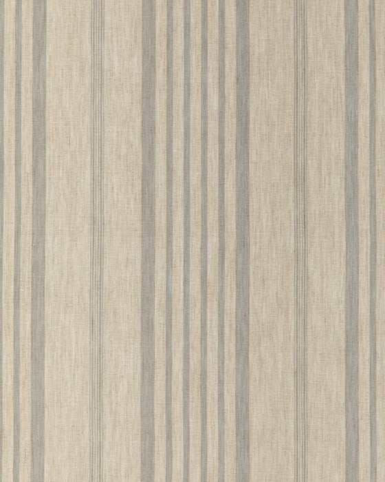 A fabric with natural linen color and French blue stripes.