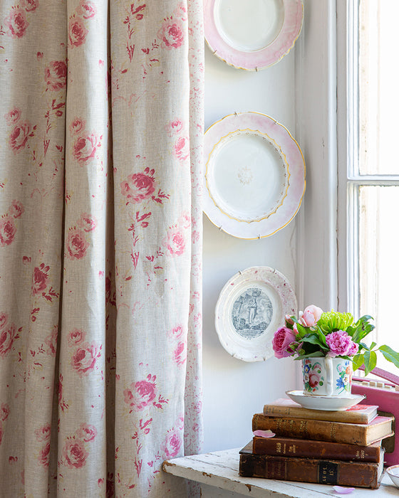 Rosie Raspberry on Natural Linen