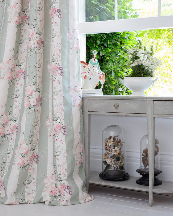 Sage Stripe Constance on White Linen