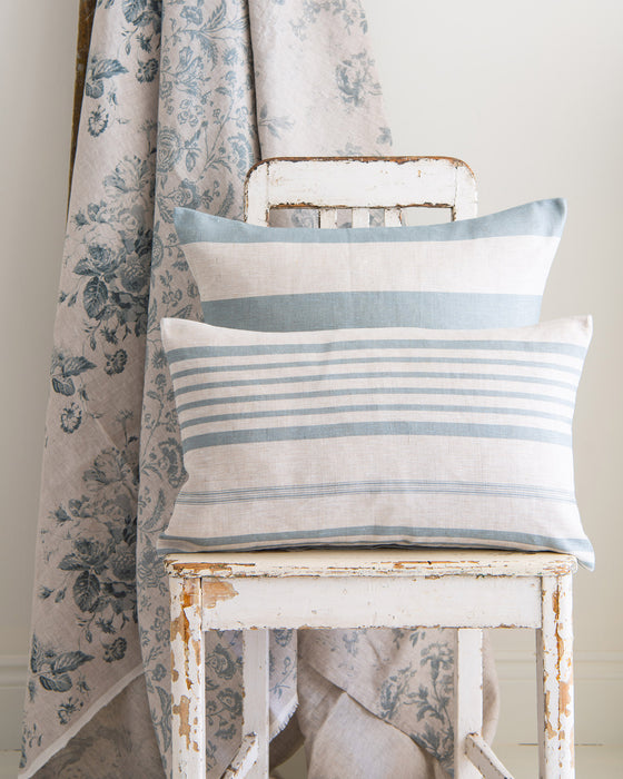 Jolly Stripe Teal on Natural Linen