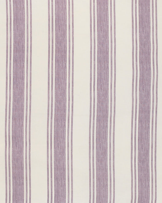 Striped fabric pattern with purple and white stripes on a plain background